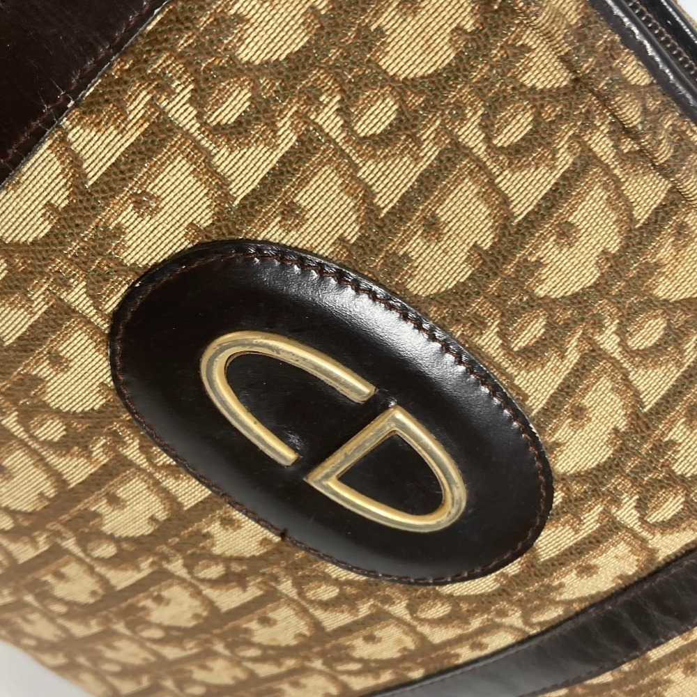 Dior Logo Trotter Boston Bag Beige Tan Leather Canvas - Picture 8 of 9